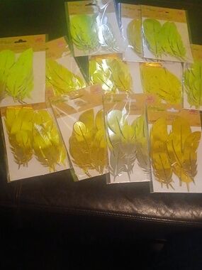 Gold Metallic Feather Stickers - Pack of 12 (Multiple Packs)